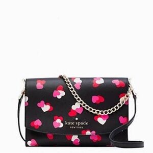 Kate Spade Carson Flutter Hearts Crossbody Black Multi Valentines Day